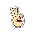 Hand peace sign doodle icon, vector illustration Royalty Free Stock Photo
