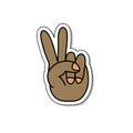 Hand peace sign doodle icon, vector illustration Royalty Free Stock Photo