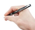 Hand with a pen isolated on white Royalty Free Stock Photo