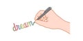 Hand with a pen writing word Royalty Free Stock Photo