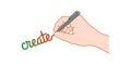 Hand with a pen writing word Royalty Free Stock Photo
