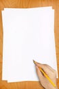 Hand Pencil Drawing Blank White Sheets