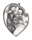 Art wedding punk skull day of the dead. Royalty Free Stock Photo