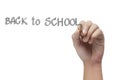 Hand  pencil draws back to school Royalty Free Stock Photo