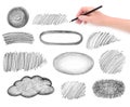 Hand and pencil scribbles design elements Royalty Free Stock Photo