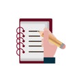 Hand with pencil writing notepad property intellectual copyright icon