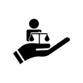 Hand and people icon with law. law abiding icon. Editable stroke