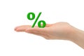 Hand and percentage symbol Royalty Free Stock Photo