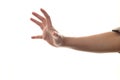 Hand of a person in holding gripping or grabbing gesture position Royalty Free Stock Photo
