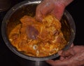 Marinating Mutton or Lamb Meat Royalty Free Stock Photo