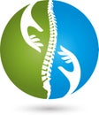 Hands and spine, orthopedics and physiotherapy logo, medicine logo, massage logo, people logo Royalty Free Stock Photo