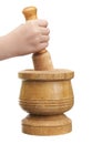 Hand with Pestle and Mortar Royalty Free Stock Photo