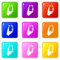 Hand photographed on mobile phone icons 9 set