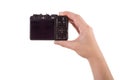 Hand photographing with a digital camera isolated