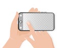 Hand photographing drawn with smartphone. Mobile phone. Smartphone icon vector illustration. Photo frame. Telephone icon. Camera