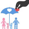 Hand pick up heart from family puzzle Royalty Free Stock Photo