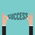 Hand Pick Up Success Word. Life, Business Successful Concept Royalty Free Stock Photo