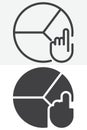 Hand pie chart line and solid vector icon set Royalty Free Stock Photo