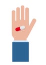 Hand with pill medical icon