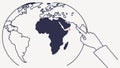 Hand Pinpointing Africa on Globe Vector Illustration for Education, vector design Generative AI Royalty Free Stock Photo