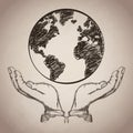 Hand planet earth business icon, Vector illustration Royalty Free Stock Photo