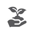 Hand and plant growing black vector icon Royalty Free Stock Photo