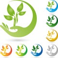 Hand and plant, leaves, naturopath logo