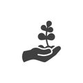 Hand with plant vector icon Royalty Free Stock Photo