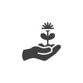 Hand with plant vector icon Royalty Free Stock Photo