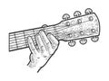 Hand play guitar line art sketch vector Royalty Free Stock Photo