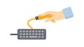Hand Plugging USB Cable into Keyboard, Peripheral Connection, vector design Generative AI Royalty Free Stock Photo