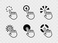 Hand Pointer Click Icon Set Vector with Finger Touch, Tap and Press Cursor UI Symbols Royalty Free Stock Photo