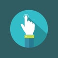 Hand pointer clicking on button flat illustration