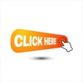 hand pointer clicking click here button vector. round shape click here icon for web banner and site bar Royalty Free Stock Photo