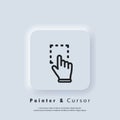 Hand pointer, clicking icon. Clicking finger icon, hand pointer. Vector EPS 10. Neumorphic UI UX white user interface web button. Royalty Free Stock Photo