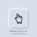 Hand pointer, clicking icon. Clicking finger icon, hand pointer. Vector EPS 10. Neumorphic UI UX white user interface web button. Royalty Free Stock Photo