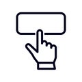 hand pointer or cursor mouse clicking on apply now button linear icon. symbol in form of pressing hand