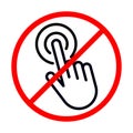 hand pointer or cursor mouse do not clicking linear icon. symbol in form of pressing hand is crossed out with red STOP sign. Do Royalty Free Stock Photo