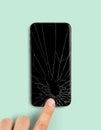 Hand Pointing Broken Phone Screen Protector