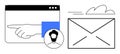 Email Communication Concept with Hand Gesture, User Profile, and Envelope Design Royalty Free Stock Photo