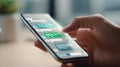 User Interacting With Chatbot Interface on Mobile Device in a Clean Environment During Daytime Royalty Free Stock Photo