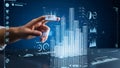 Hand pointing at digital graph and charts business analysis concept Royalty Free Stock Photo