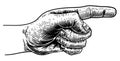 Hand Pointing Direction Finger Engraving Woodcut Royalty Free Stock Photo