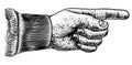 Hand Pointing Direction Finger Engraving Woodcut Royalty Free Stock Photo