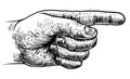 Hand Pointing Direction Finger Engraving Woodcut Royalty Free Stock Photo