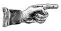 Hand Pointing Direction Finger Engraving Woodcut Royalty Free Stock Photo