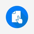 Hand pointing at document flat vector icon