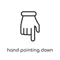 hand Pointing down icon. Trendy modern flat linear vector hand P