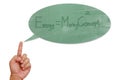 Hand pointing on energy speech balloon Royalty Free Stock Photo