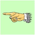 Hand with pointing finger in engraved style vector image Royalty Free Stock Photo